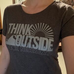 "Think outside the box" graphic t-shirt
